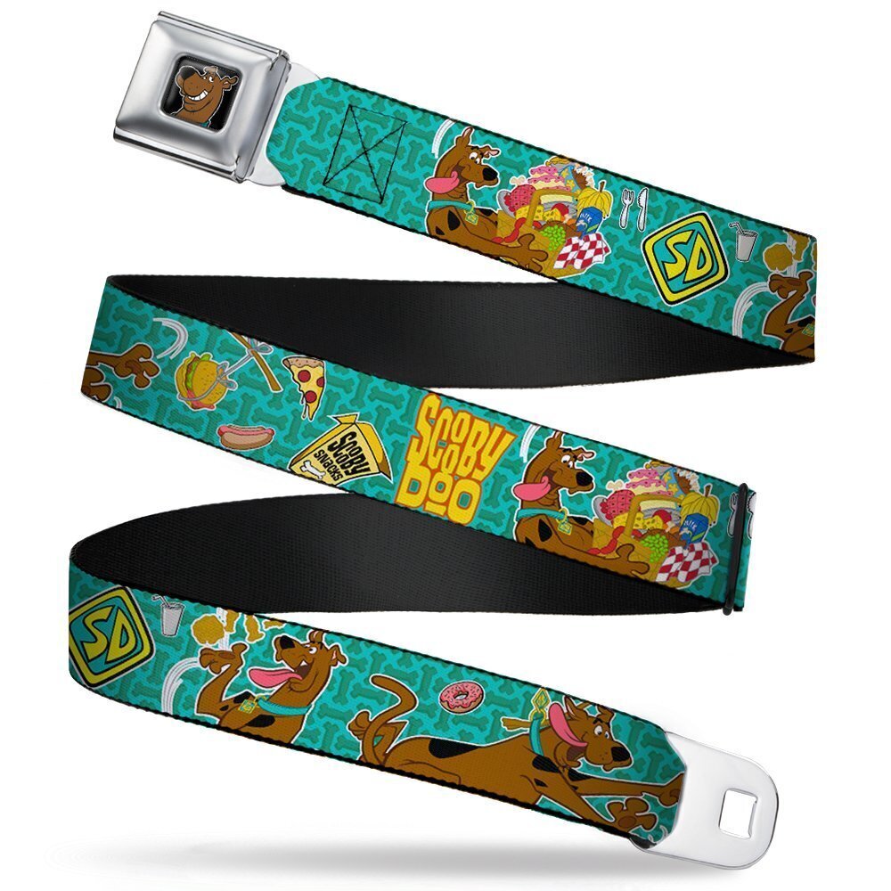 7192 Seatbelt Belt Scooby Doo & Snacks/Bone Monogram Blues 1.0" Wide